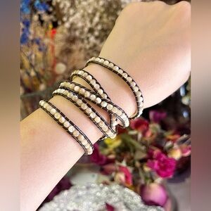 Mother of Pearl Shell Beaded Wrap Bracelet